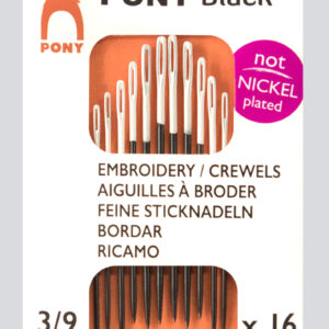 PONY BLACK BRODERINÅLE STR. 3/9 (16STK) 04843