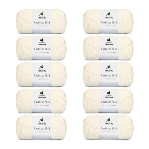 ANYDAY Cotton 8/4, 10 pk., Råhvid