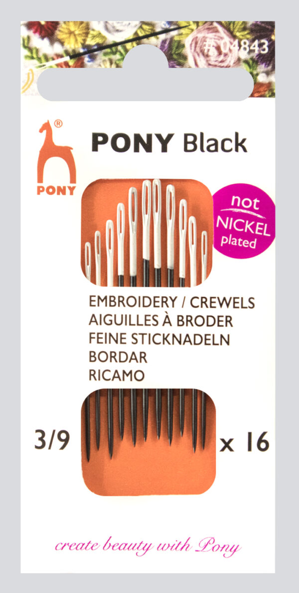 PONY BLACK BRODERINÅLE STR. 3/9 (16STK) 04843
