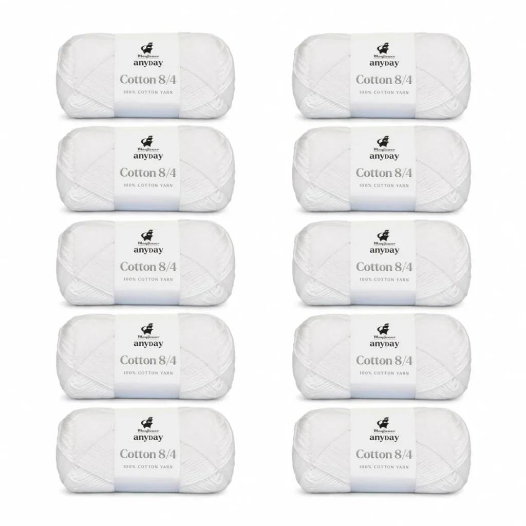 ANYDAY Cotton 8/4, 10 pk., Hvid