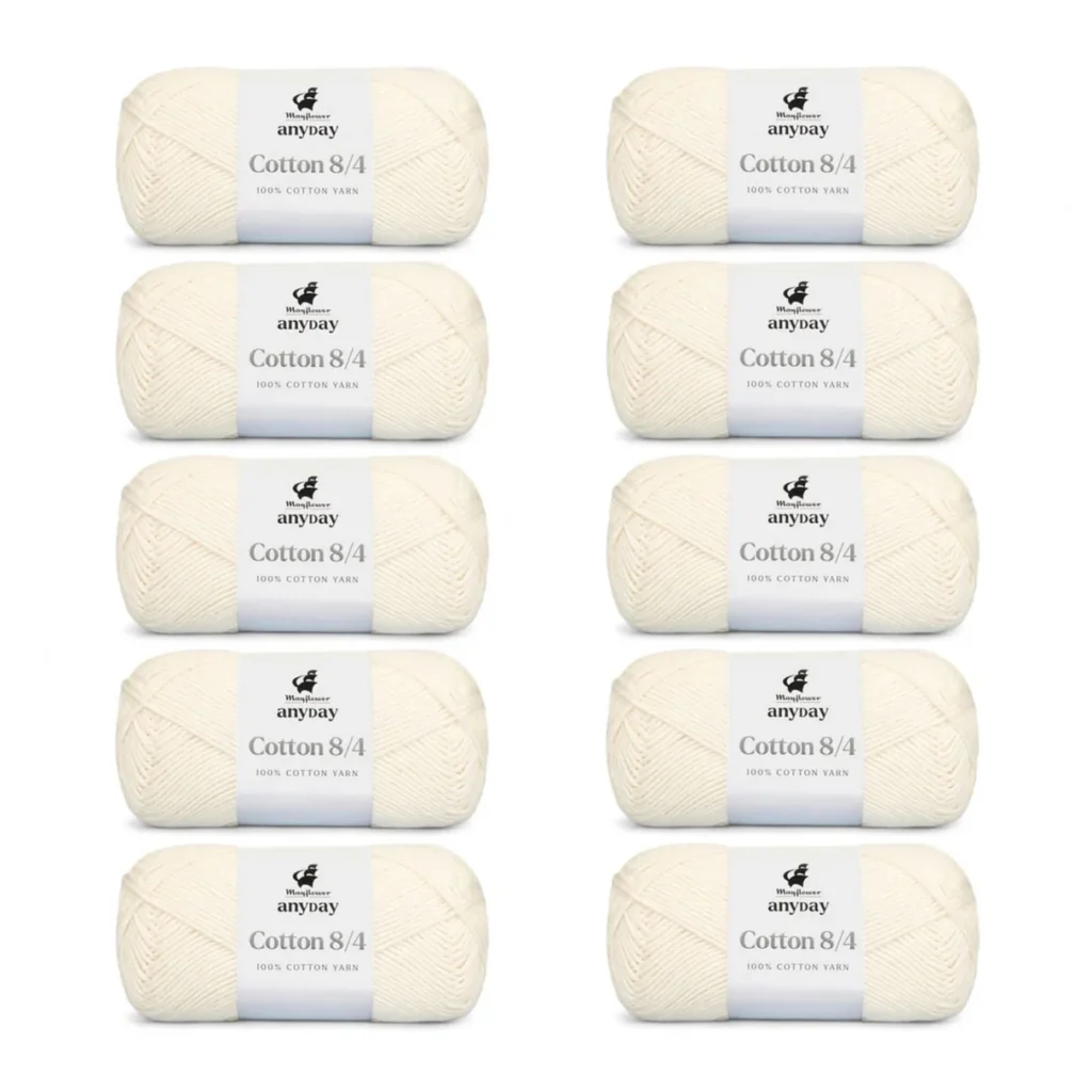ANYDAY Cotton 8/4, 10 pk., Råhvid