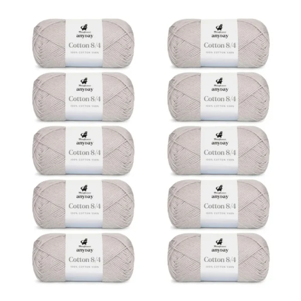 ANYDAY Cotton 8/4, 10 pk., Lys Grå
